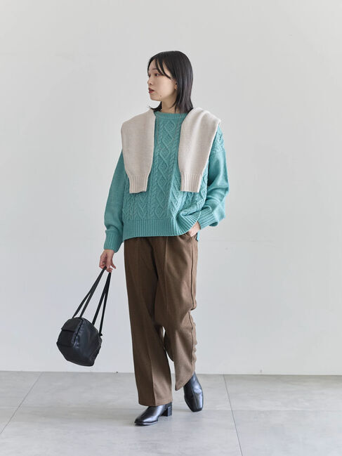 Samansa Mos2 blue「ヘリンボーンストレートパンツ」|その他|