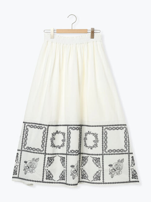 Samansa Mos2「裾モチーフ刺繍ギャザースカート」|スカート|