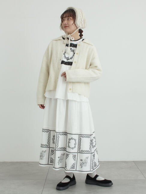 Samansa Mos2「胸元モチーフ刺繍レースブラウス」|シャツ・ブラウス|