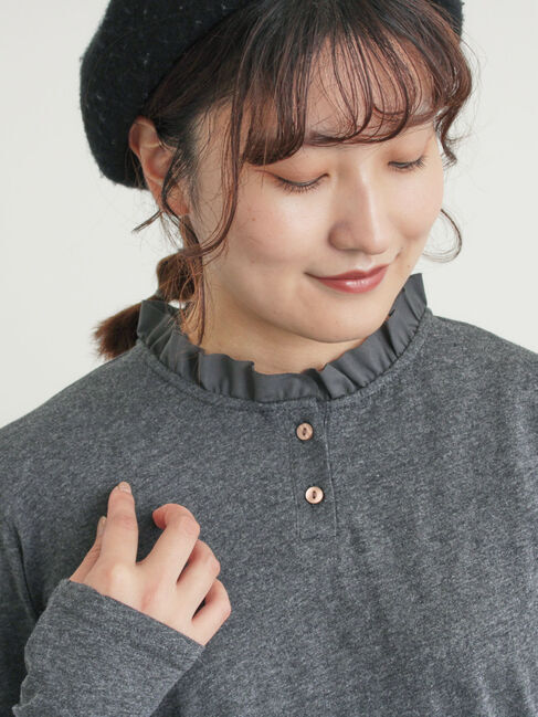 Samansa Mos2「◎襟フリルカットソー」|Tシャツ・カットソー|グレー