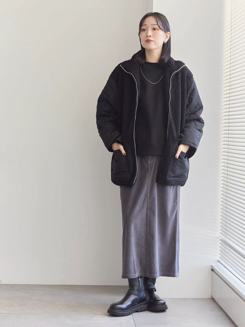 Samansa Mos2 blue「袖プリーツ裏起毛スウェット」|Tシャツ・カットソー|