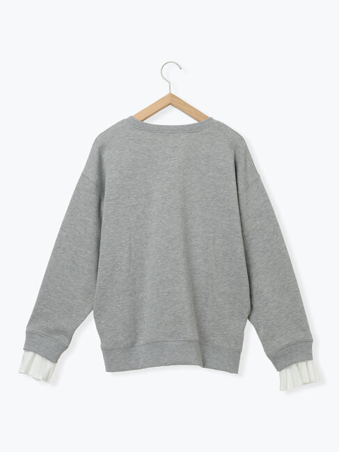 Samansa Mos2 blue「袖プリーツ裏起毛スウェット」|Tシャツ・カットソー|