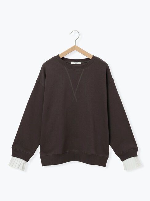 Samansa Mos2 blue「袖プリーツ裏起毛スウェット」|Tシャツ・カットソー|