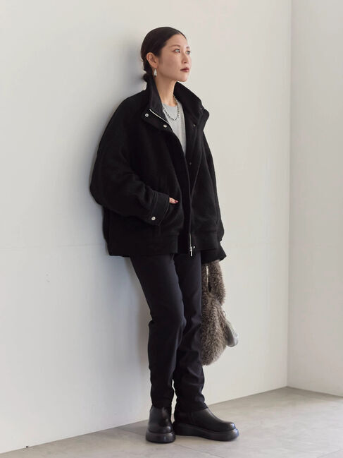 Samansa Mos2 blue「袖プリーツ裏起毛スウェット」|Tシャツ・カットソー|