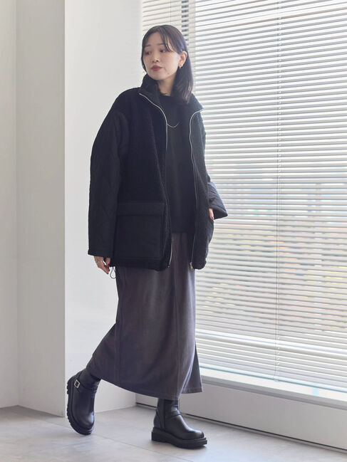 Samansa Mos2 blue「袖プリーツ裏起毛スウェット」|Tシャツ・カットソー|