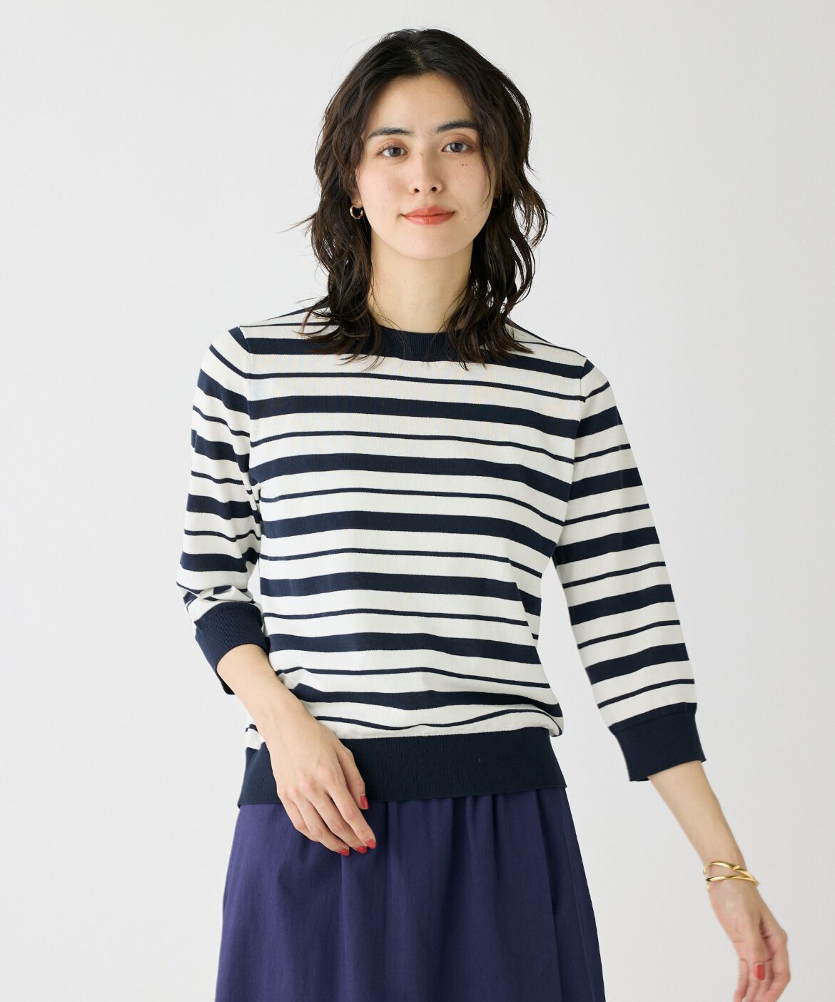 DAY by DAY it&rsquo;s international「5分袖ボーダークルーネックプルオーバー」|ニット・セーター|ネイビー