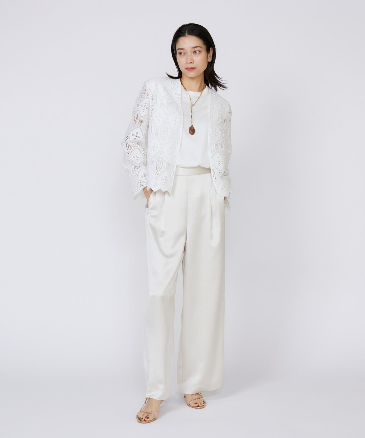 INED「レースジャケット」|ノーカラージャケット|