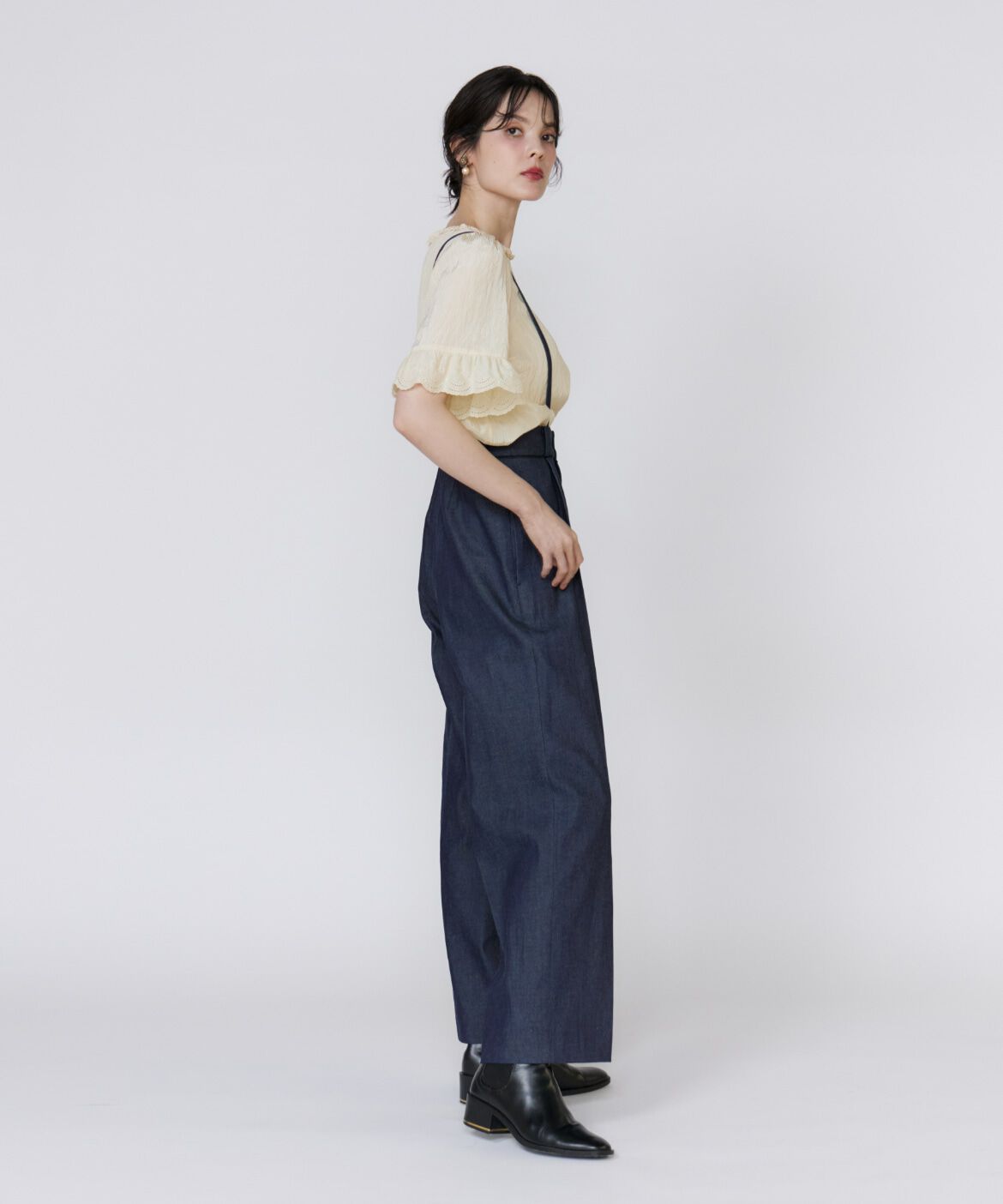 Maglie le cassetto「《プラスサイズ》シャドーストライプレースブラウス」|シャツ・ブラウス|