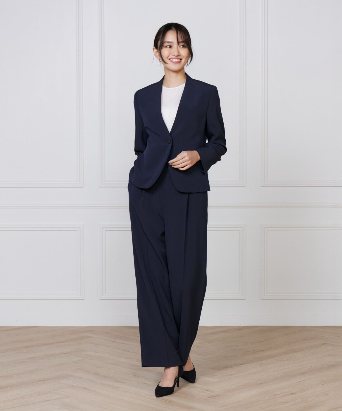 INED「《大きいサイズ》ワンタックストレートセミワイドパンツ」|その他|