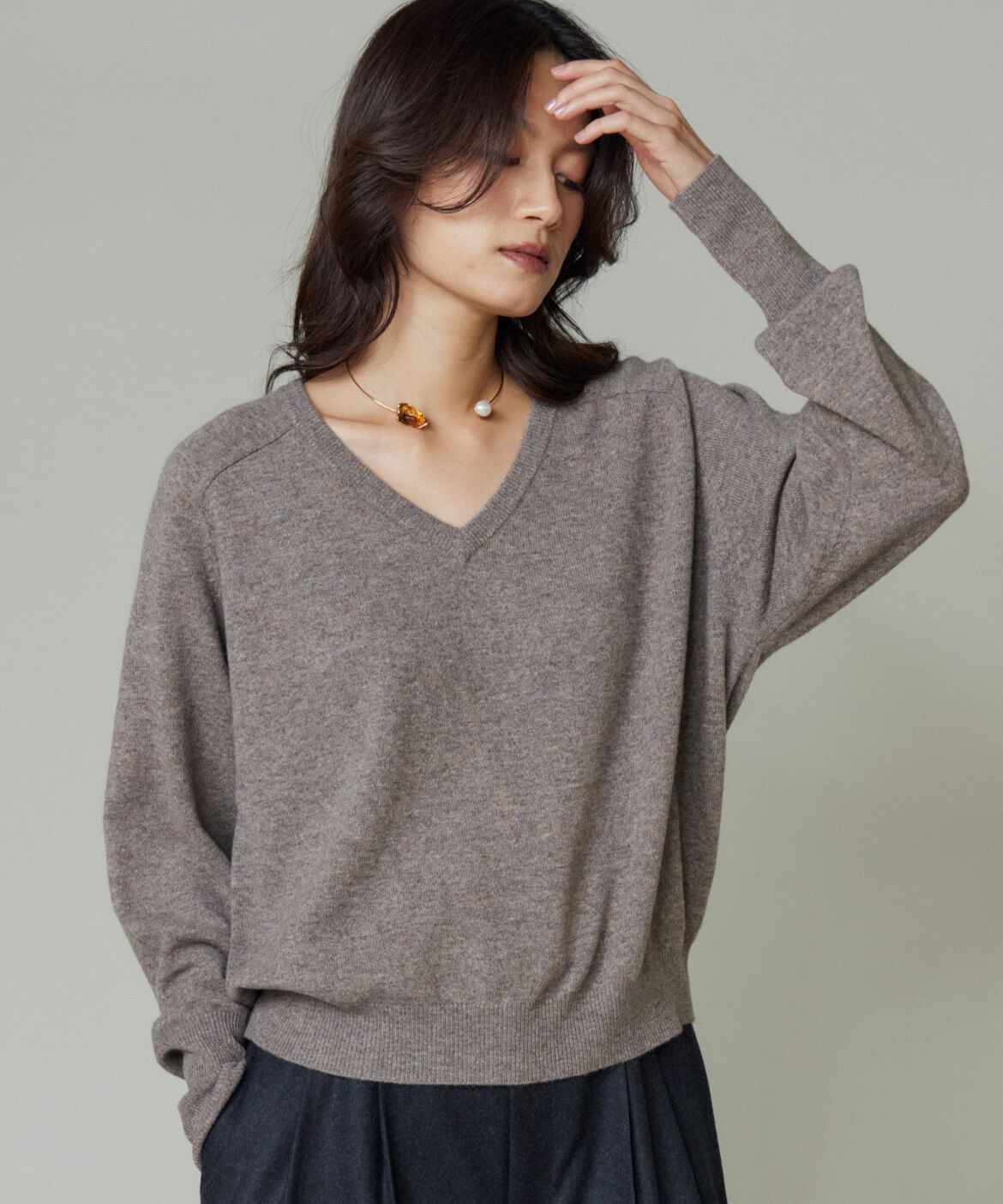 la veille by SUPERIOR CLOSET「《大きいサイズ》Vネックプルオーバー」|ニット・セーター|ベージュ2