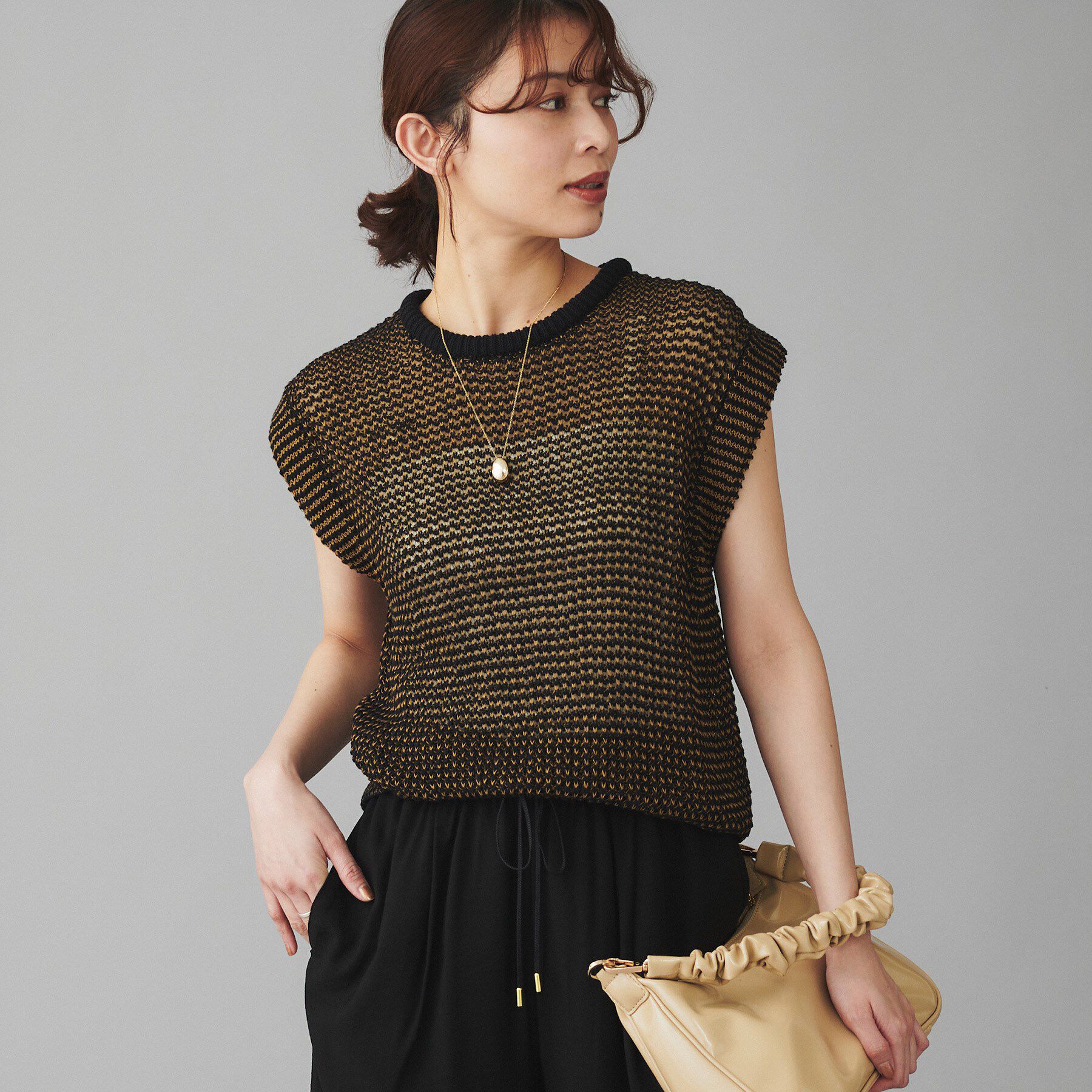 UNTITLED「【YENN】パッティング ネック ニット」|ニット・セーター|