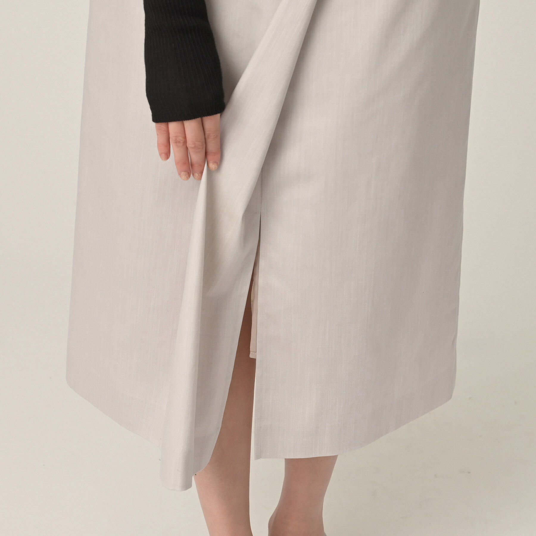 UNTITLED「【洗える/後ろウエストゴム】デニム調シャンブレーナロースカート」|スカート|