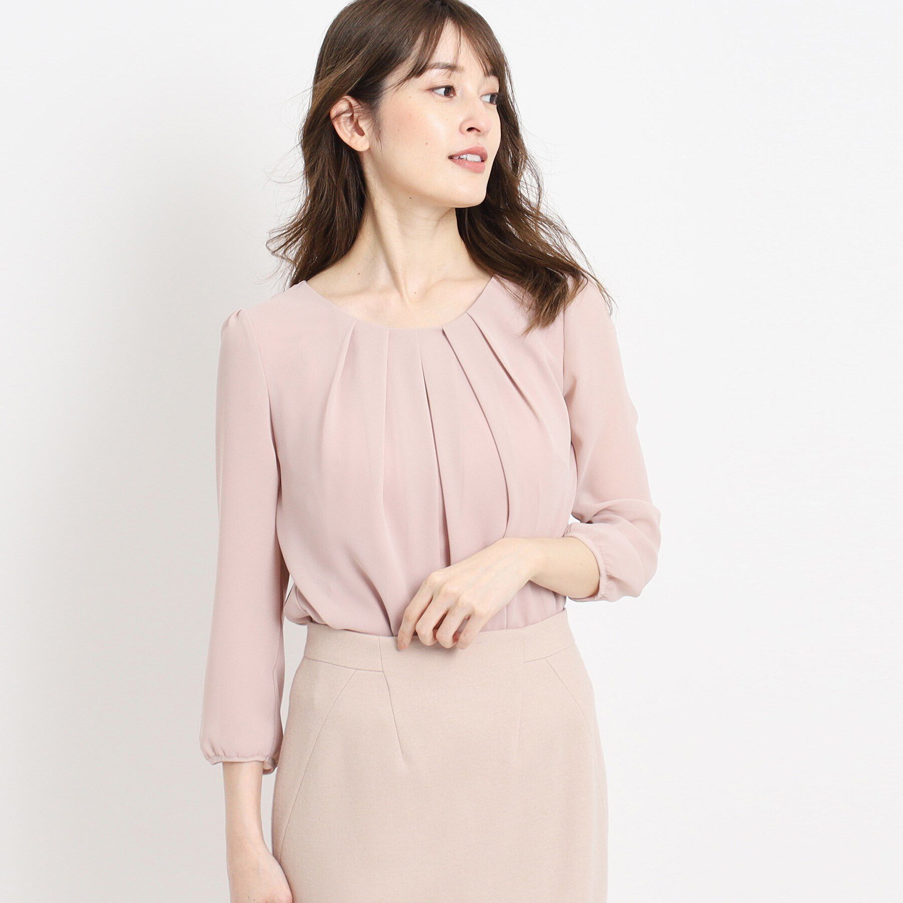 COUP DE CHANCE「【洗える／日本製／通勤】タックブラウス」|シャツ・ブラウス|ピンク(071)