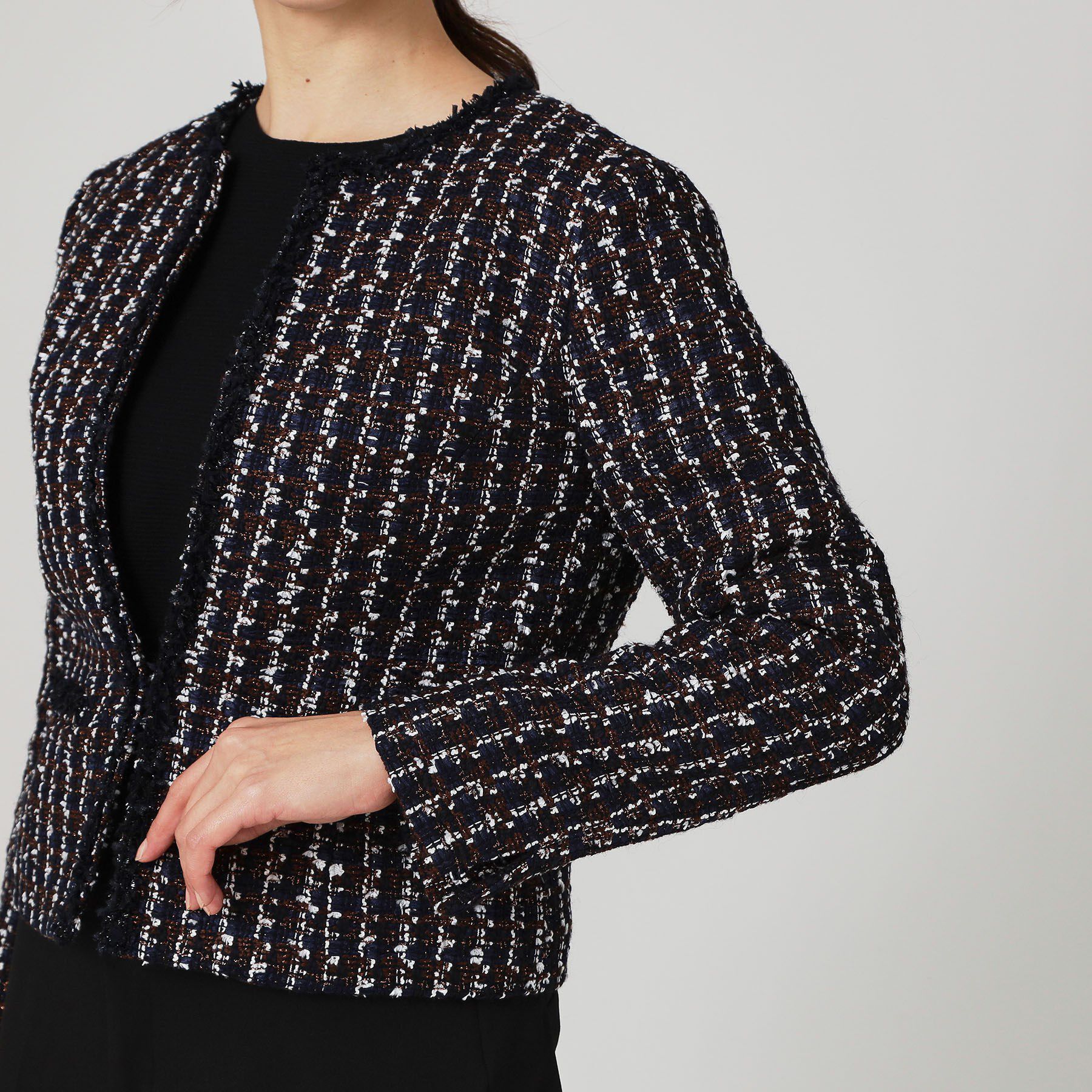 COUP DE CHANCE「【日本製／セットアップ可】ファンシーツィードのショート丈ジャケット」|ノーカラージャケット|