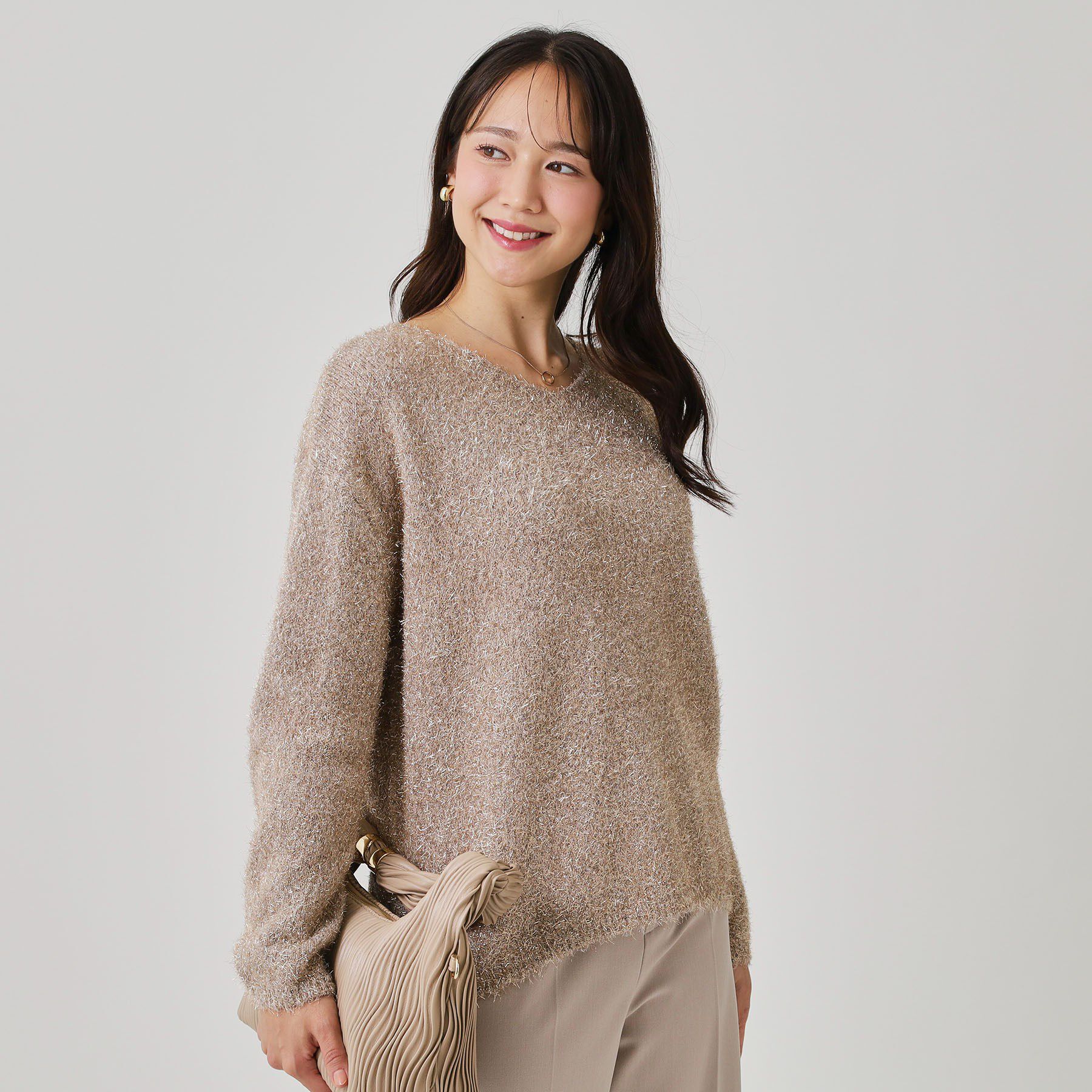 COUP DE CHANCE「【手洗い可】フェザーラメニットトップス」|ニット・セーター|