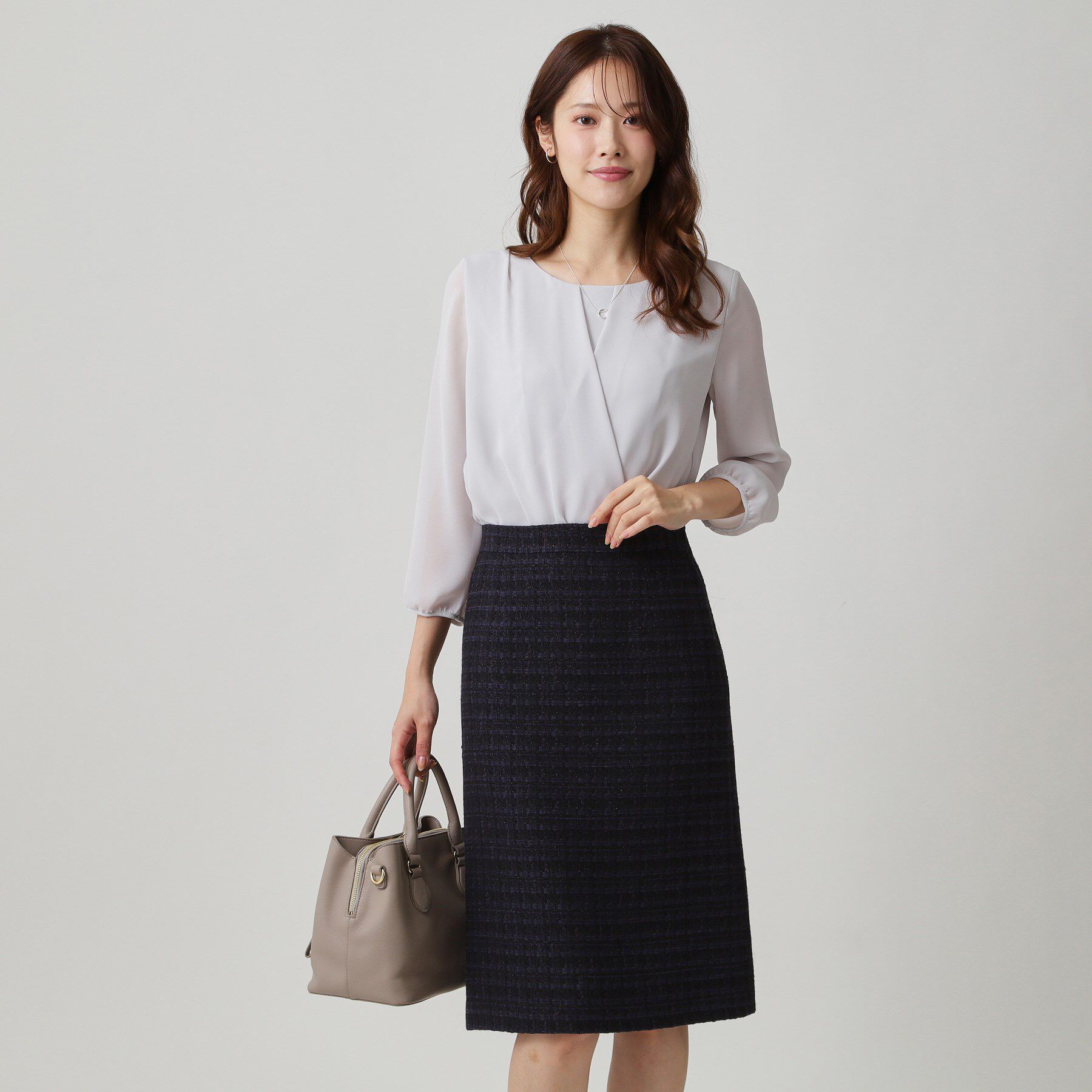 COUP DE CHANCE「【日本製／セットアップ】ファンシーツィードのセミAラインスカート」|スカート|