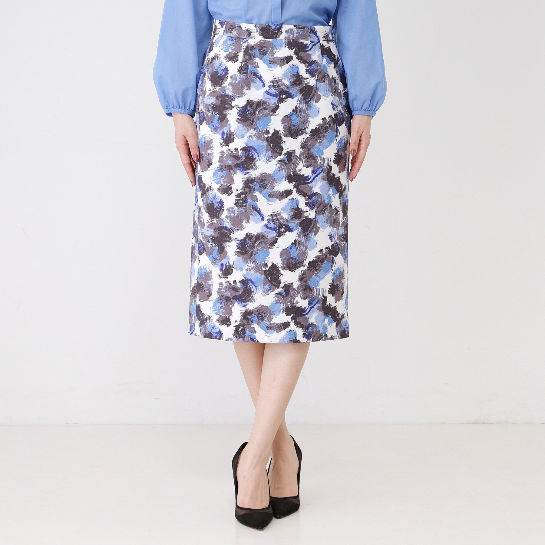 COUP DE CHANCE「【手洗い可／日本製】アート風花柄タイトスカート」|スカート|