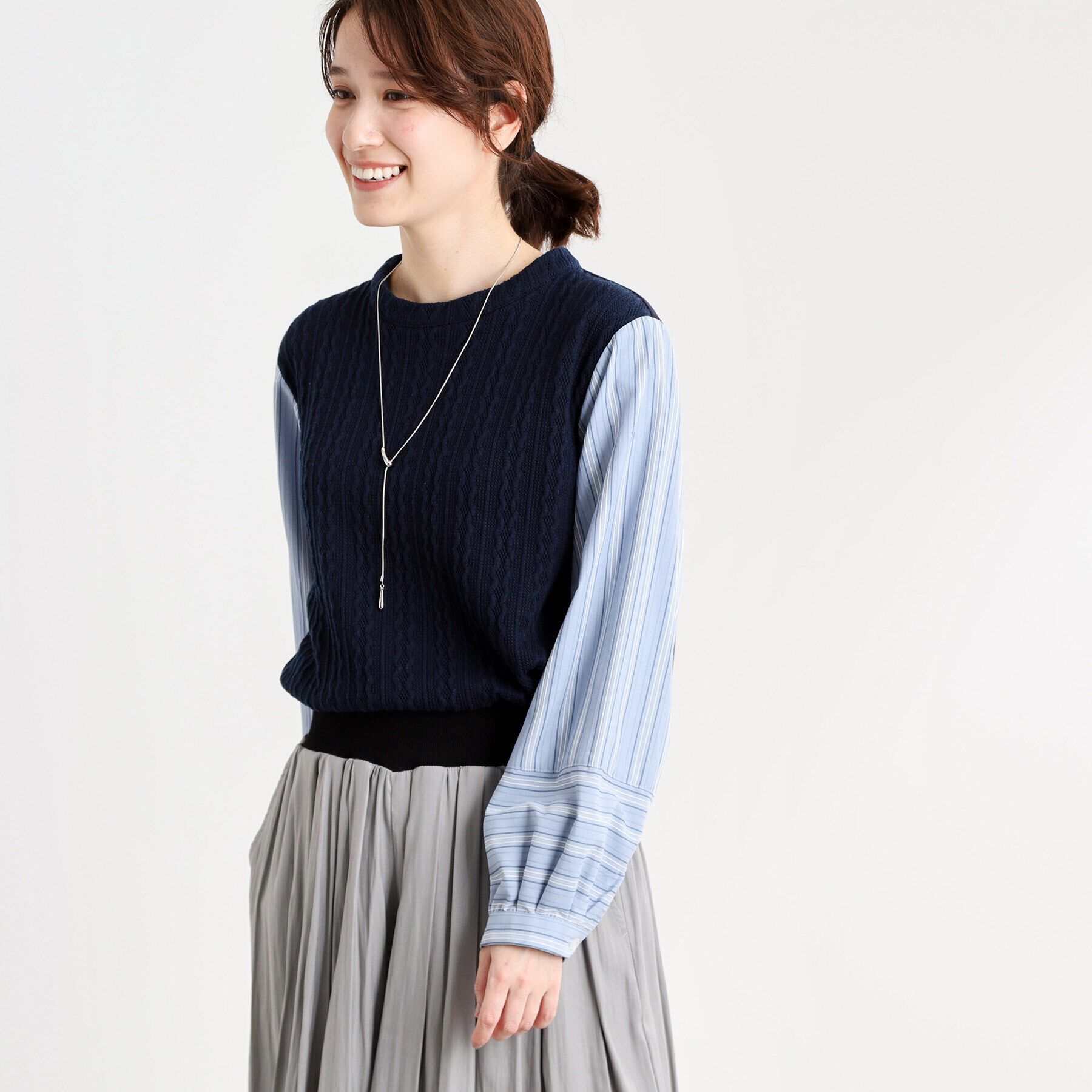 Reflect「【夏SALE／E‐QUALITY／洗える】異素材ミックスプルオーバー」|Tシャツ・カットソー|