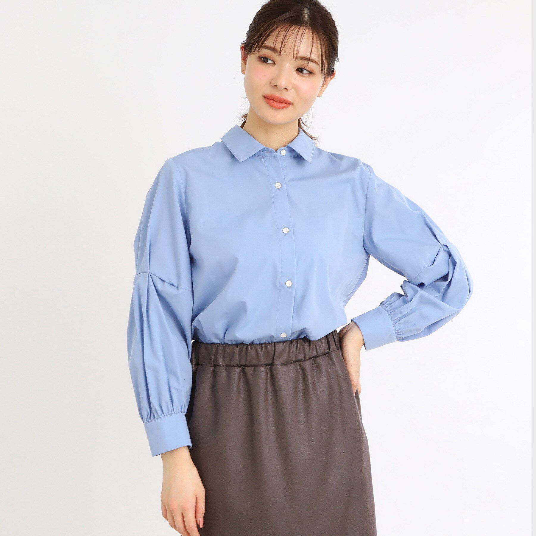 Reflect「【夏SALE／E‐QUALITY／手洗い可】ケーブル編みニットベスト＋シャツセット」|シャツ・ブラウス|