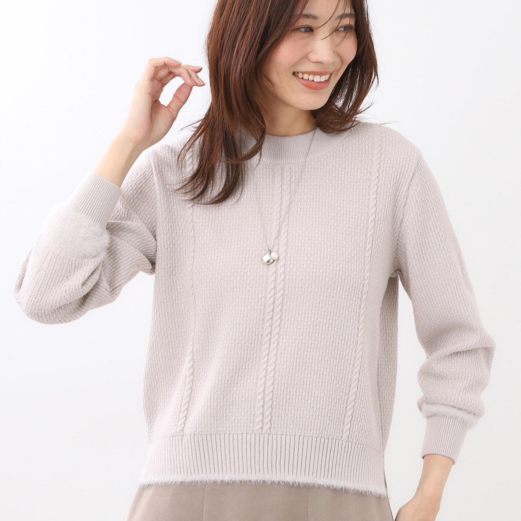 Reflect「【ほんのりラメ感◎】ケーブル柄ニット」|ニット・セーター|ライトグレー(010