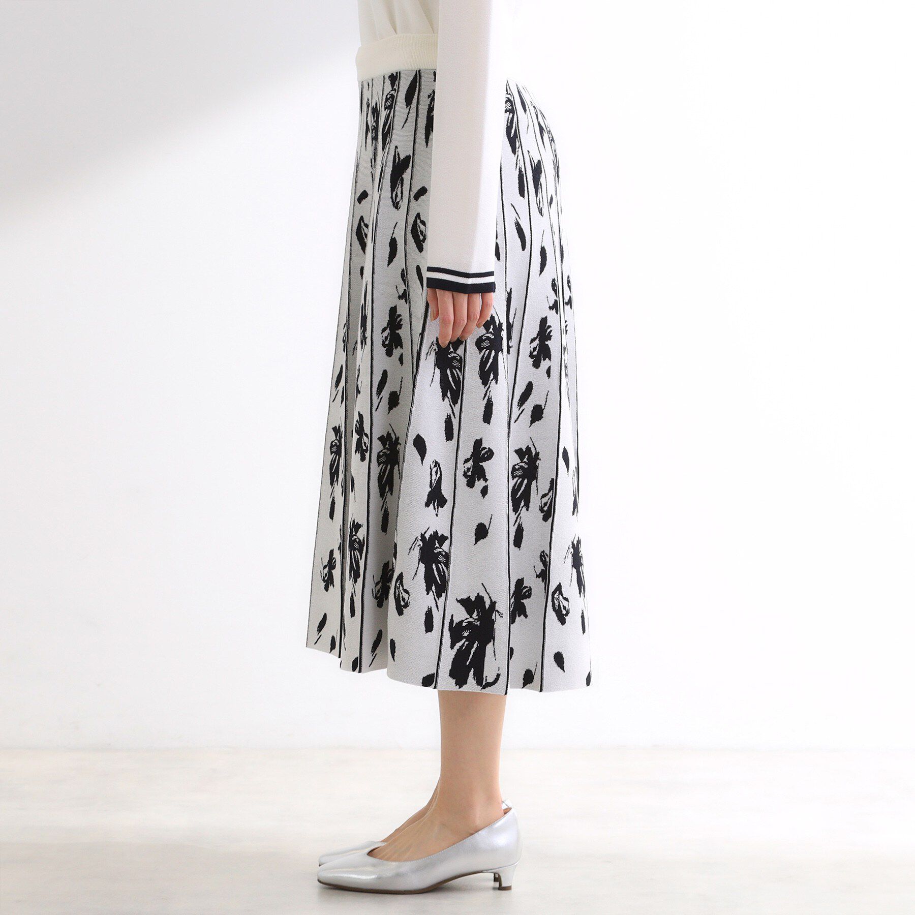 Reflect「【セットアップ可】ダブルジャカードニットフレアスカート」|スカート|