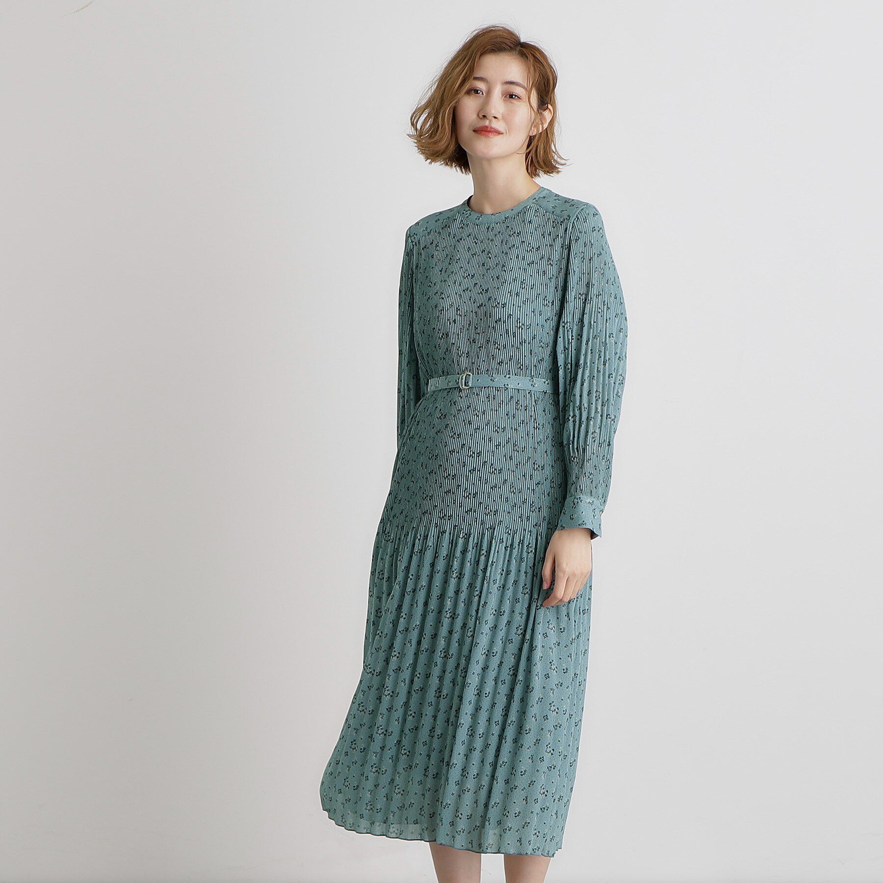 grove「プリーツナローフレアワンピース」|ワンピース|