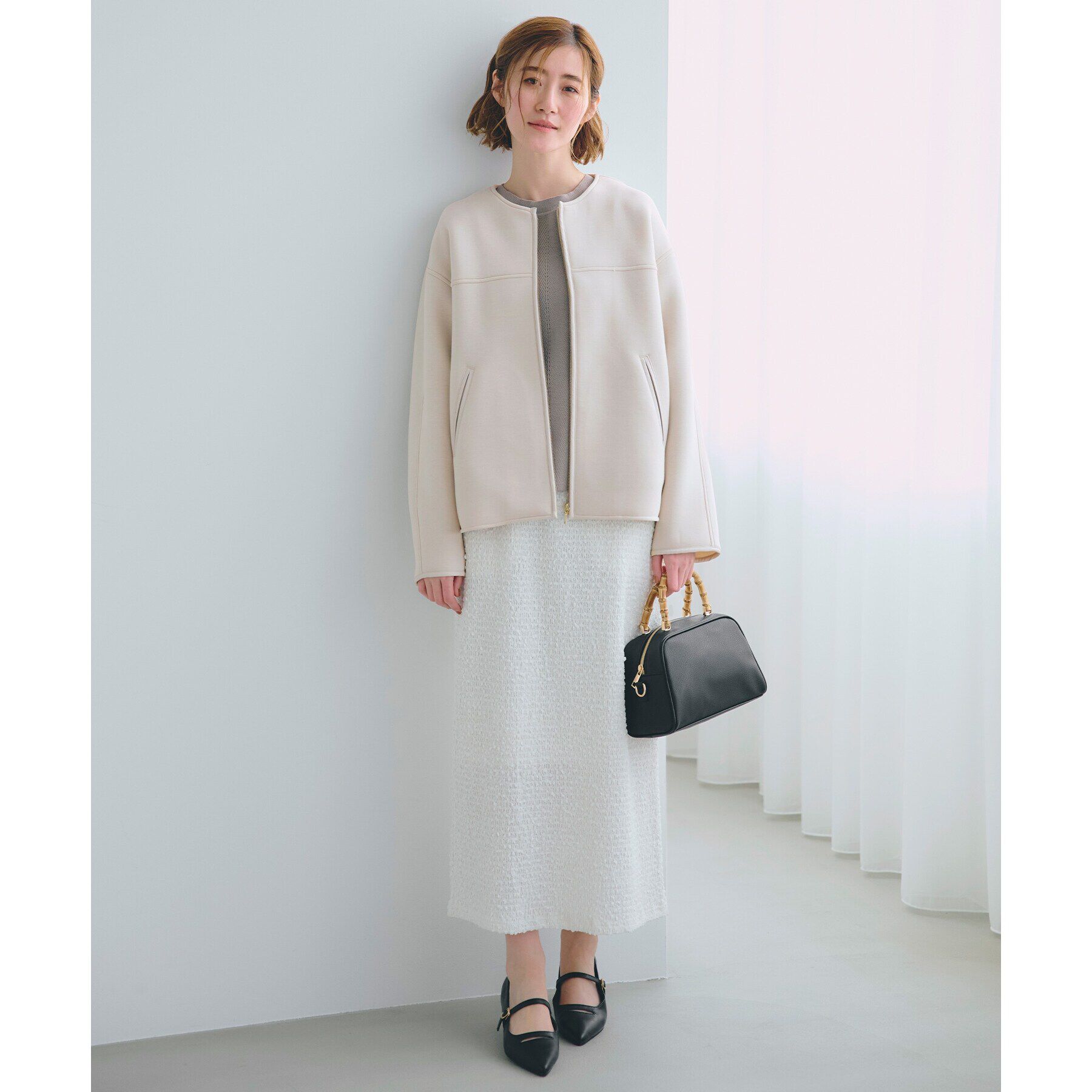 grove「ダンボールジャージパイピングブルゾン」|ブルゾン・スタジャン|