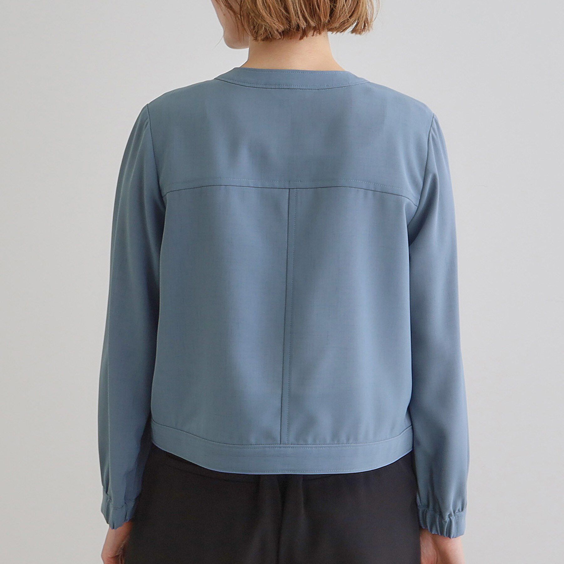 grove「麻調ノーカラーシアーブルゾン」|ブルゾン・スタジャン|