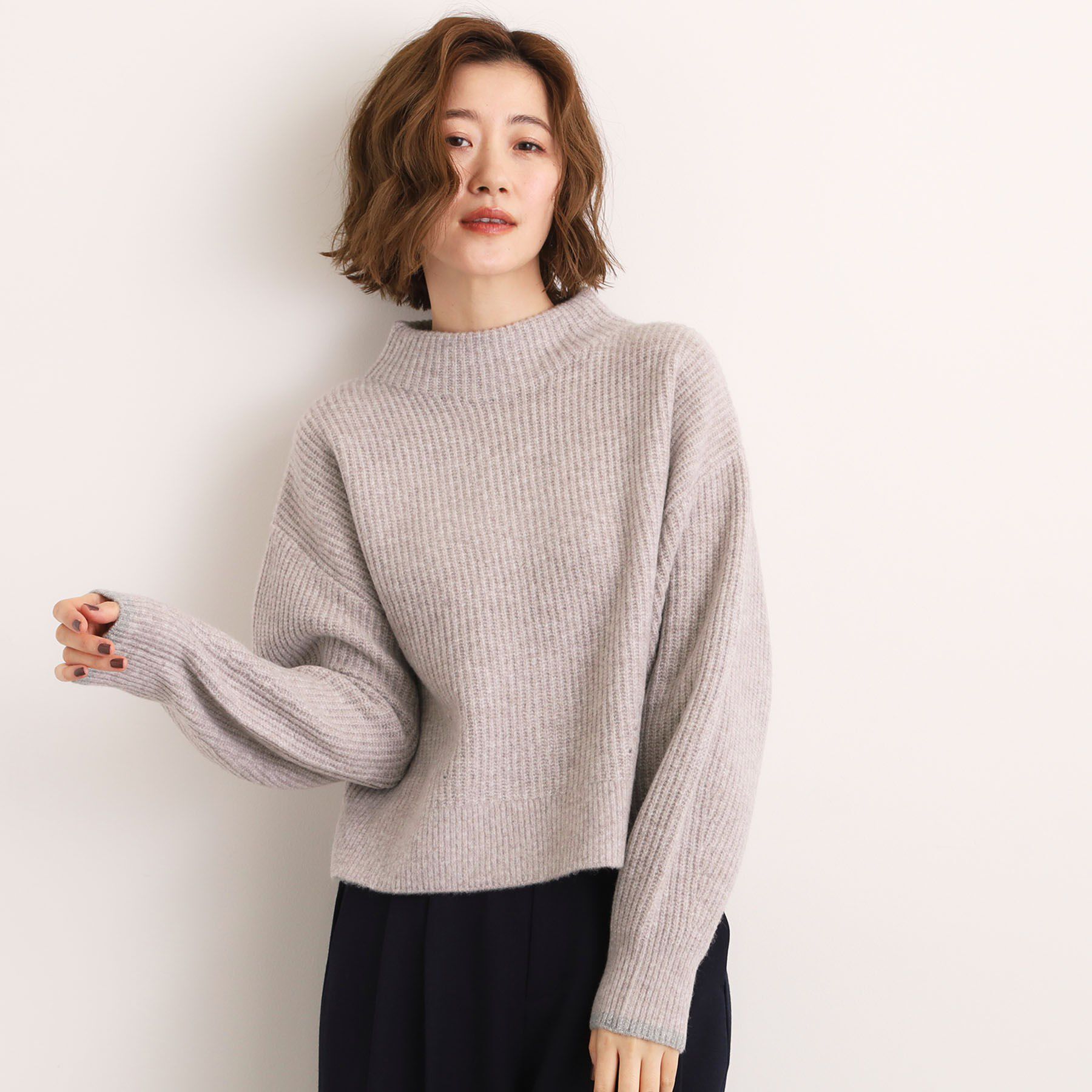 grove「【洗える】ふんわりウール混ボトルネックニット」|ニット・セーター|