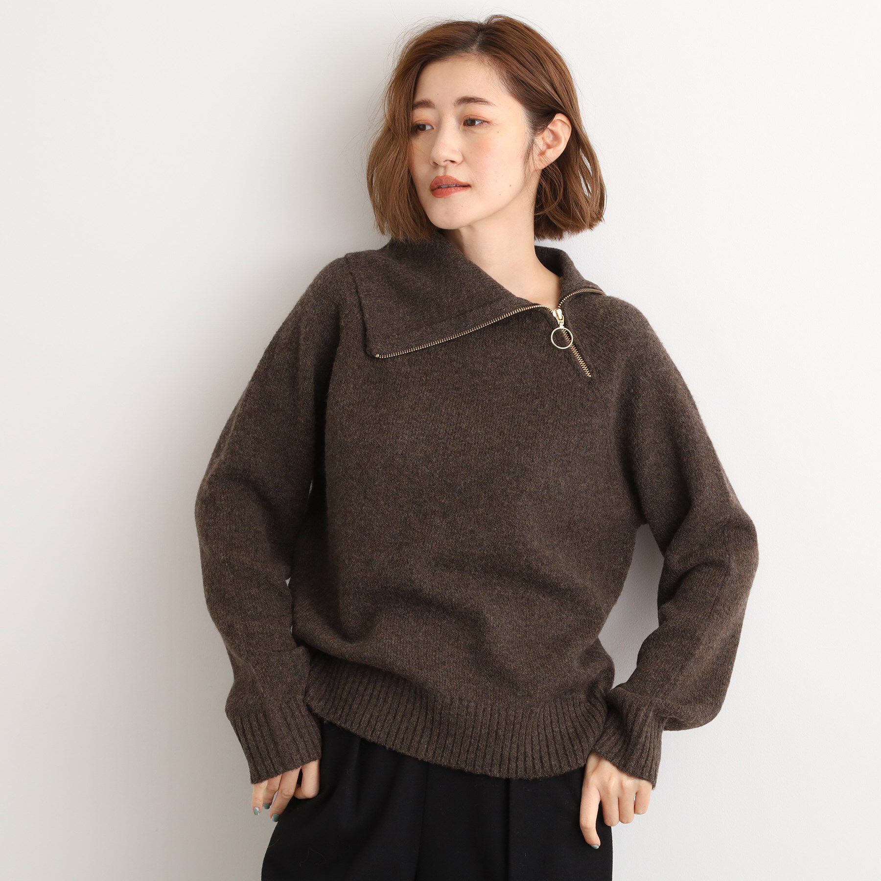 grove「サイドジップカラーニットプルオーバー」|ニット・セーター|