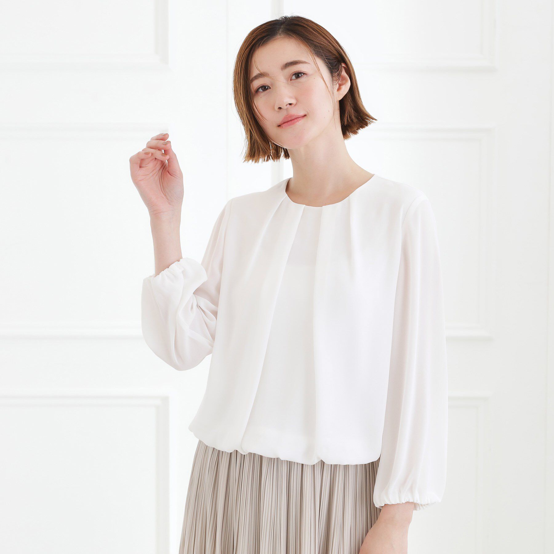grove「【手洗いOK】パーツ付き裾バルーンブラウス」|シャツ・ブラウス|