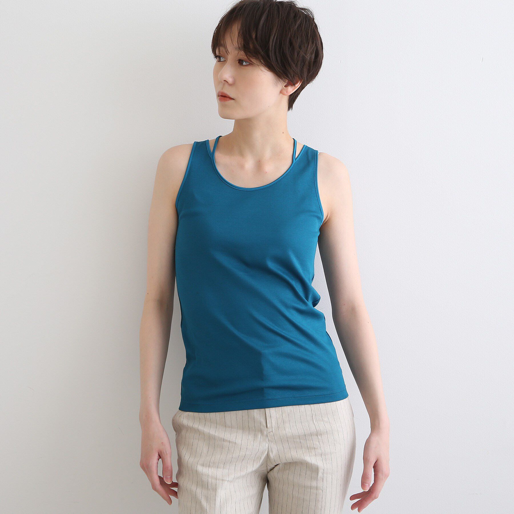 INDIVI「【洗える/日本製】ストラップデザインタンクトップ」|キャミソール|