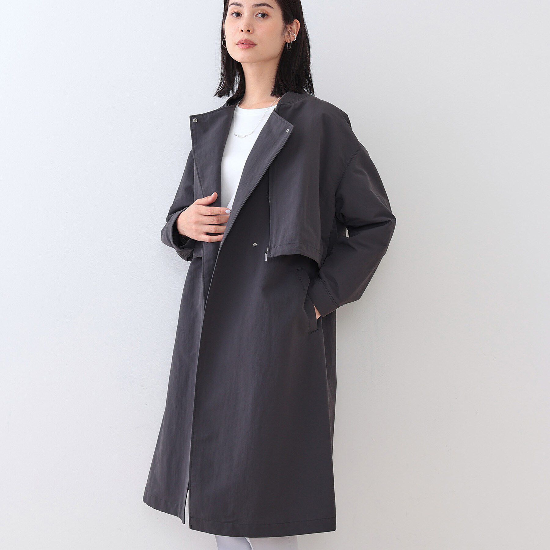 INDIVI「【撥水／UVケア／2WAY】ショート＆ロング ブルゾンコート」|ブルゾン・スタジャン|