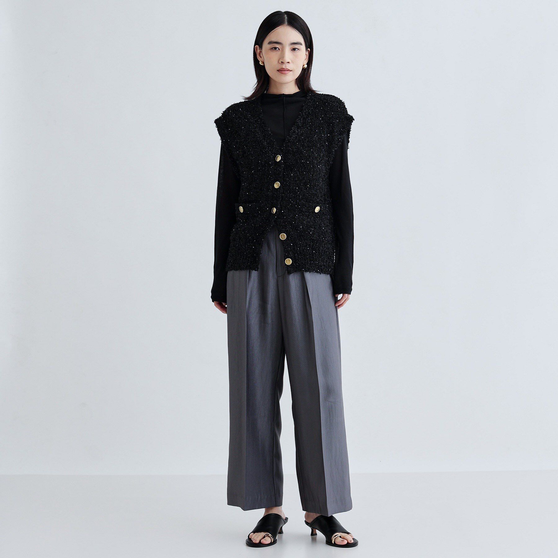 GALLEST「ツイードライクニットベスト」|ニット・セーター|