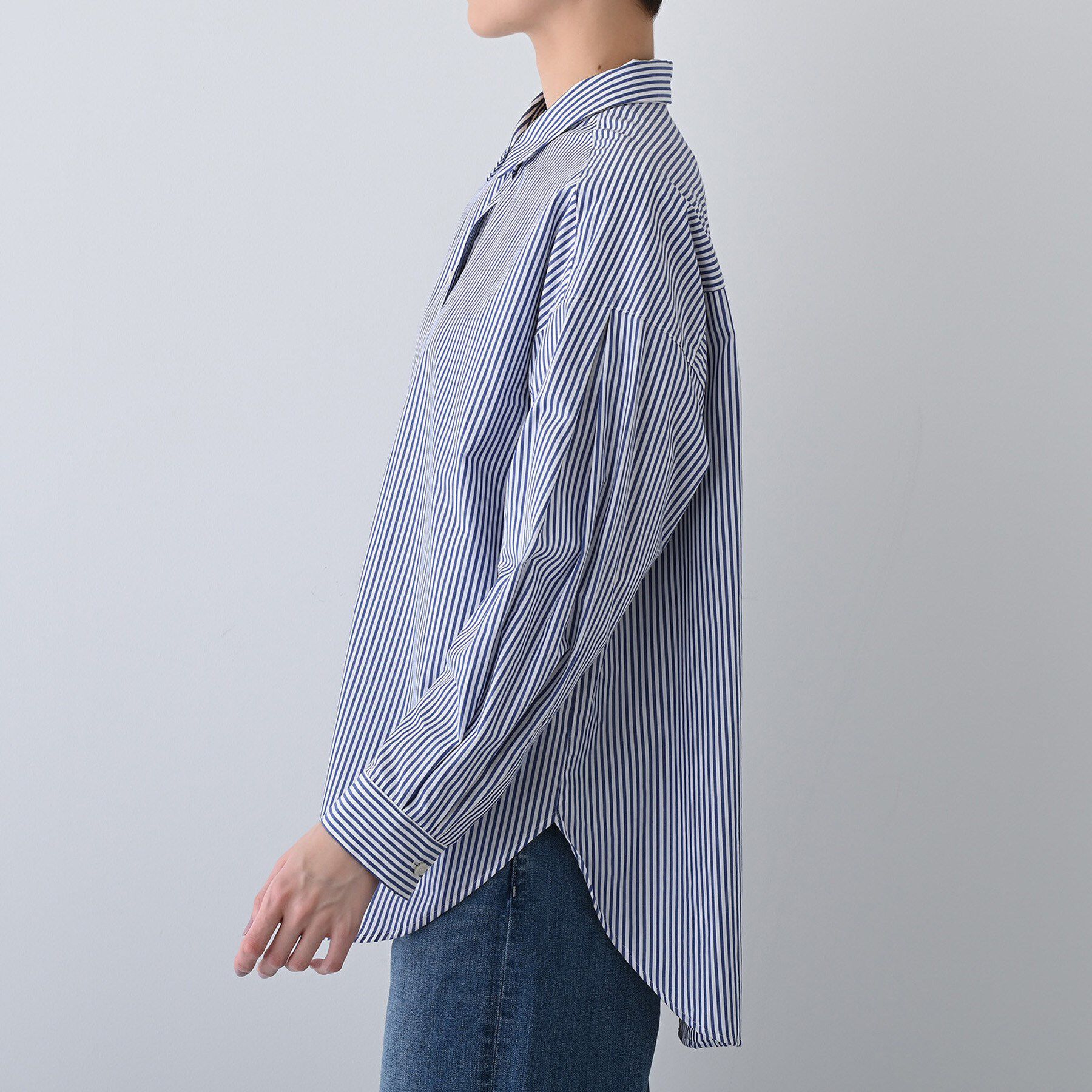 INDIVI「【UVケア／カラーストライプ柄】袖コンシャスシャツ」|シャツ・ブラウス|