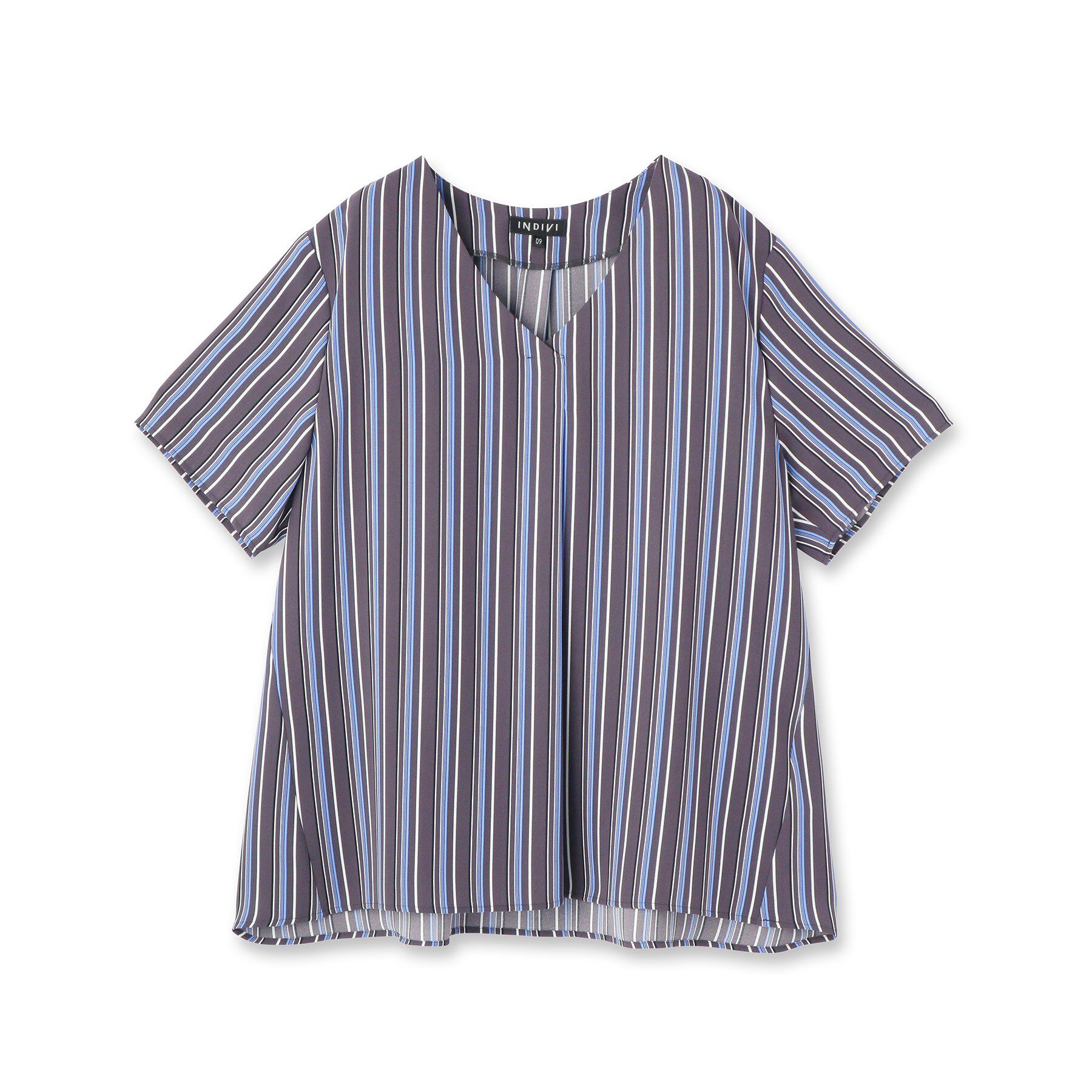 INDIVI「【洗える／通勤】マルチストライプブラウス」|シャツ・ブラウス|