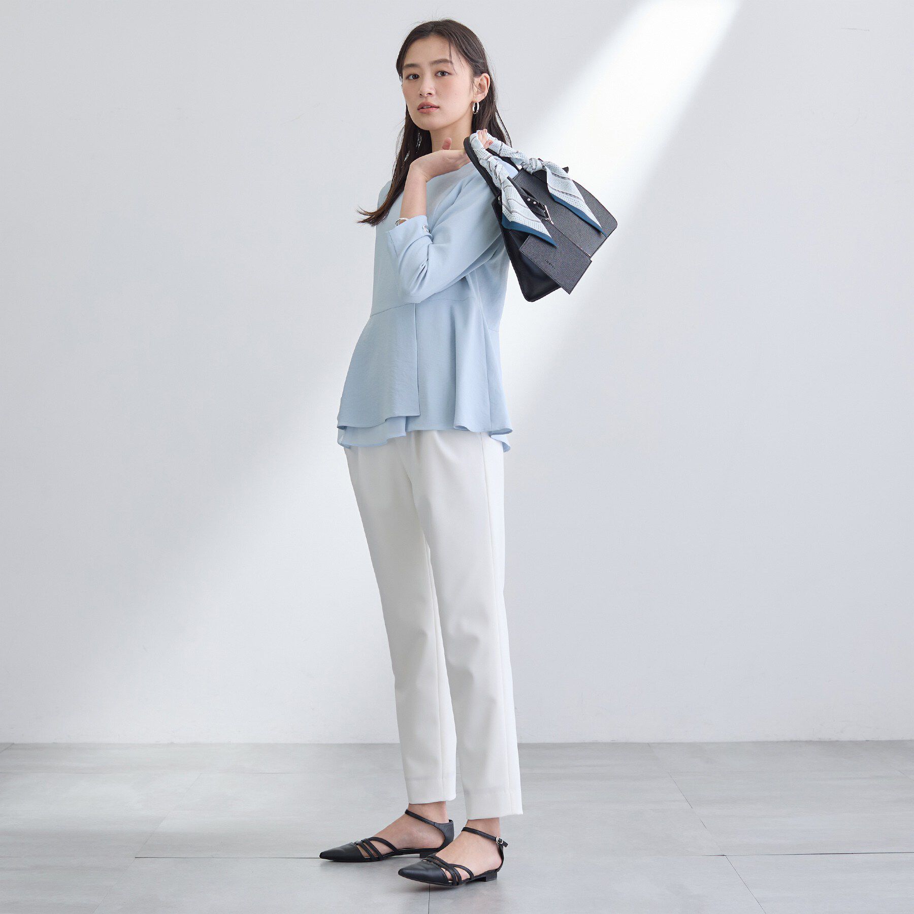 INDIVI「【洗える／UVケア／SETUP可】着る日傘ペプラムブラウス」|シャツ・ブラウス|