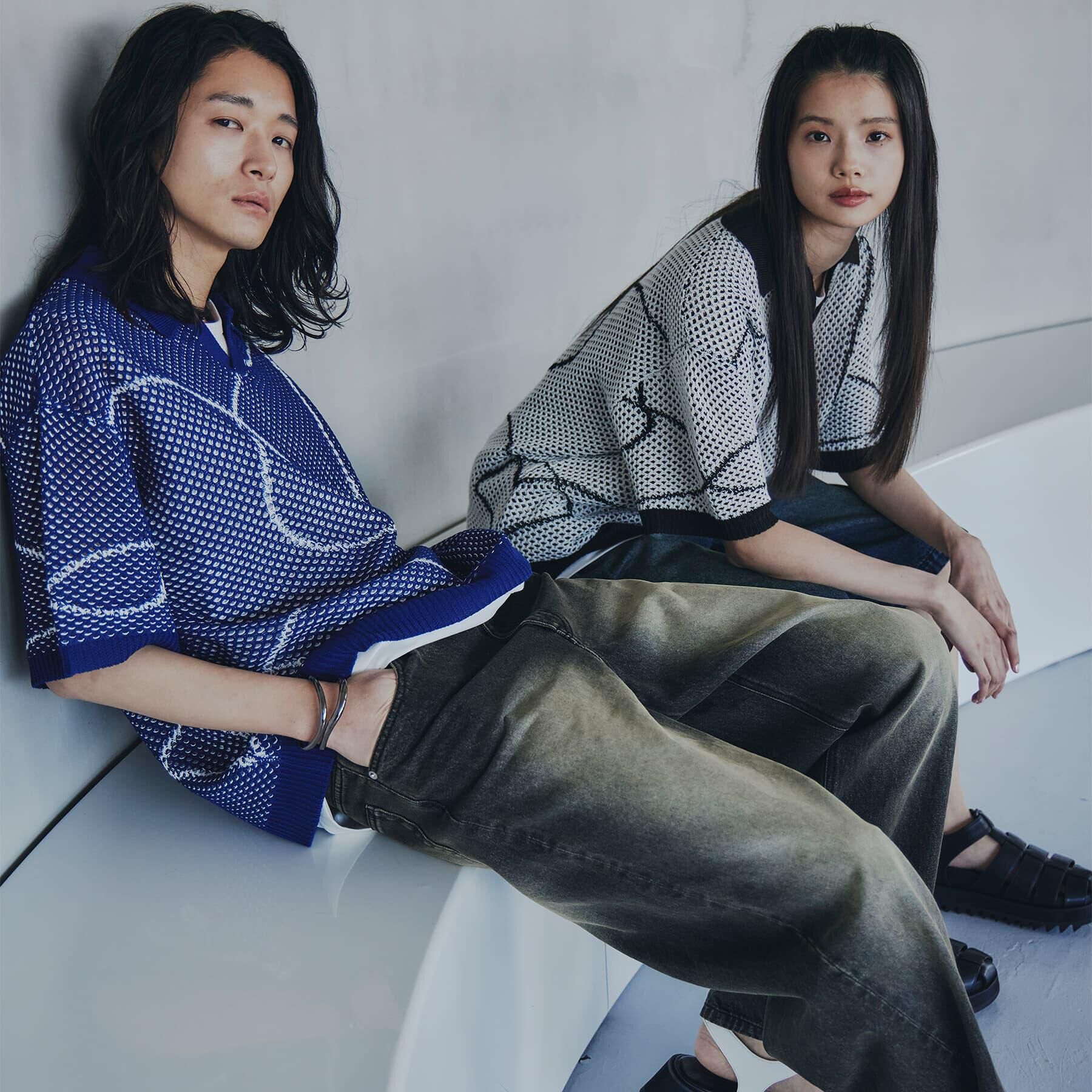 tk.TAKEO KIKUCHI「ラインアートニットポロ」|ニット・セーター|