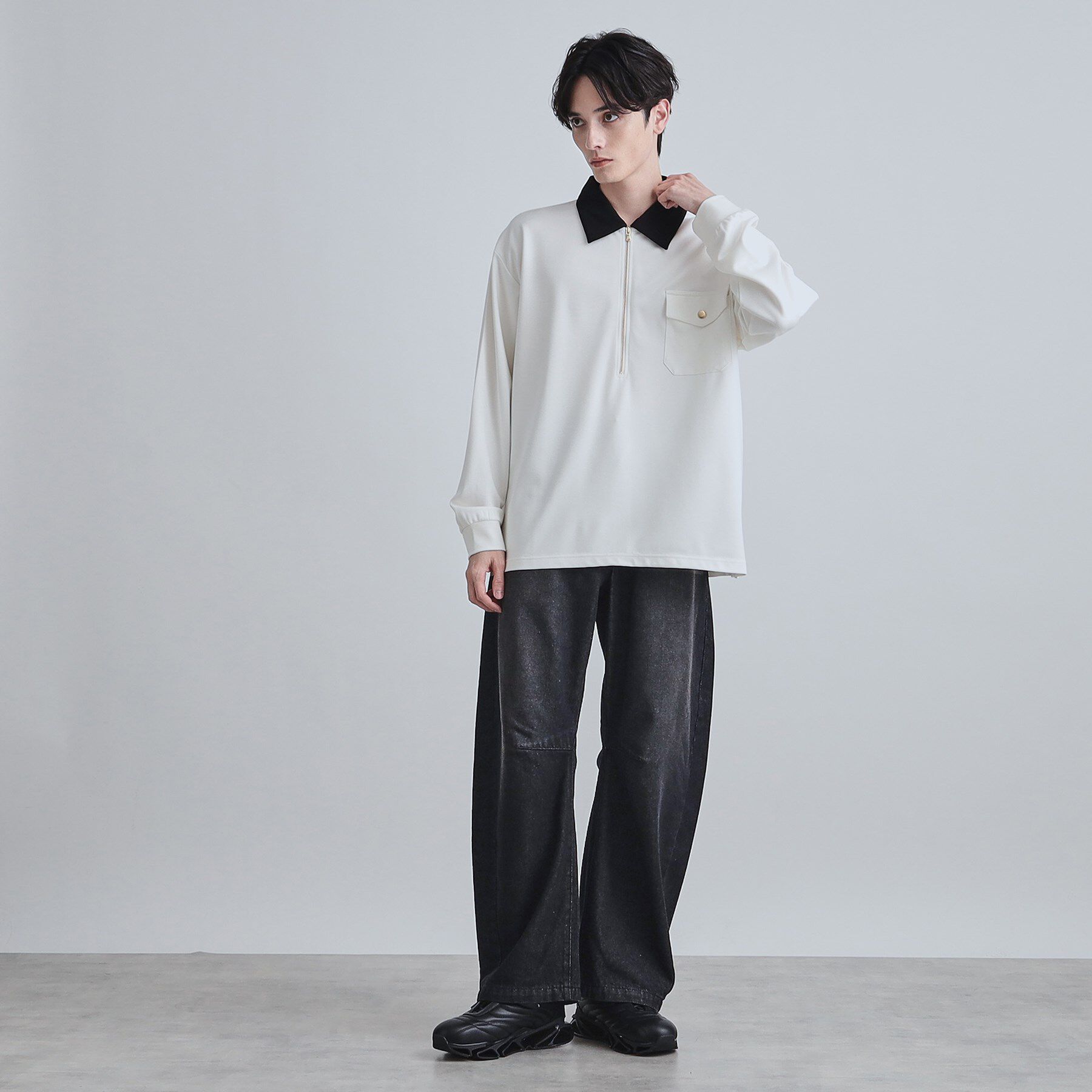 tk.TAKEO KIKUCHI「ハードポンチハーフジップポロカットソー」|Tシャツ・カットソー|