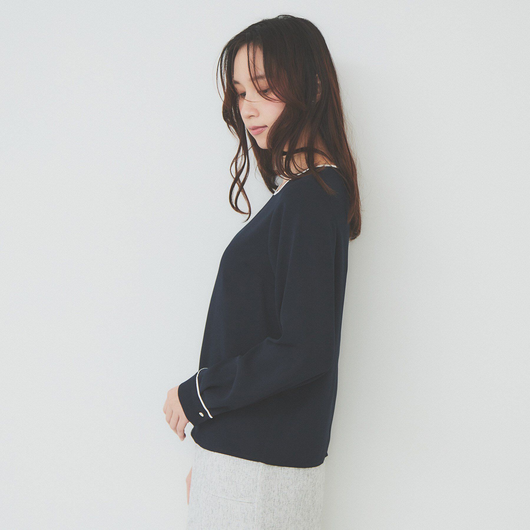 index「バイカラーパイピングブラウス【洗濯機洗い可】」|シャツ・ブラウス|