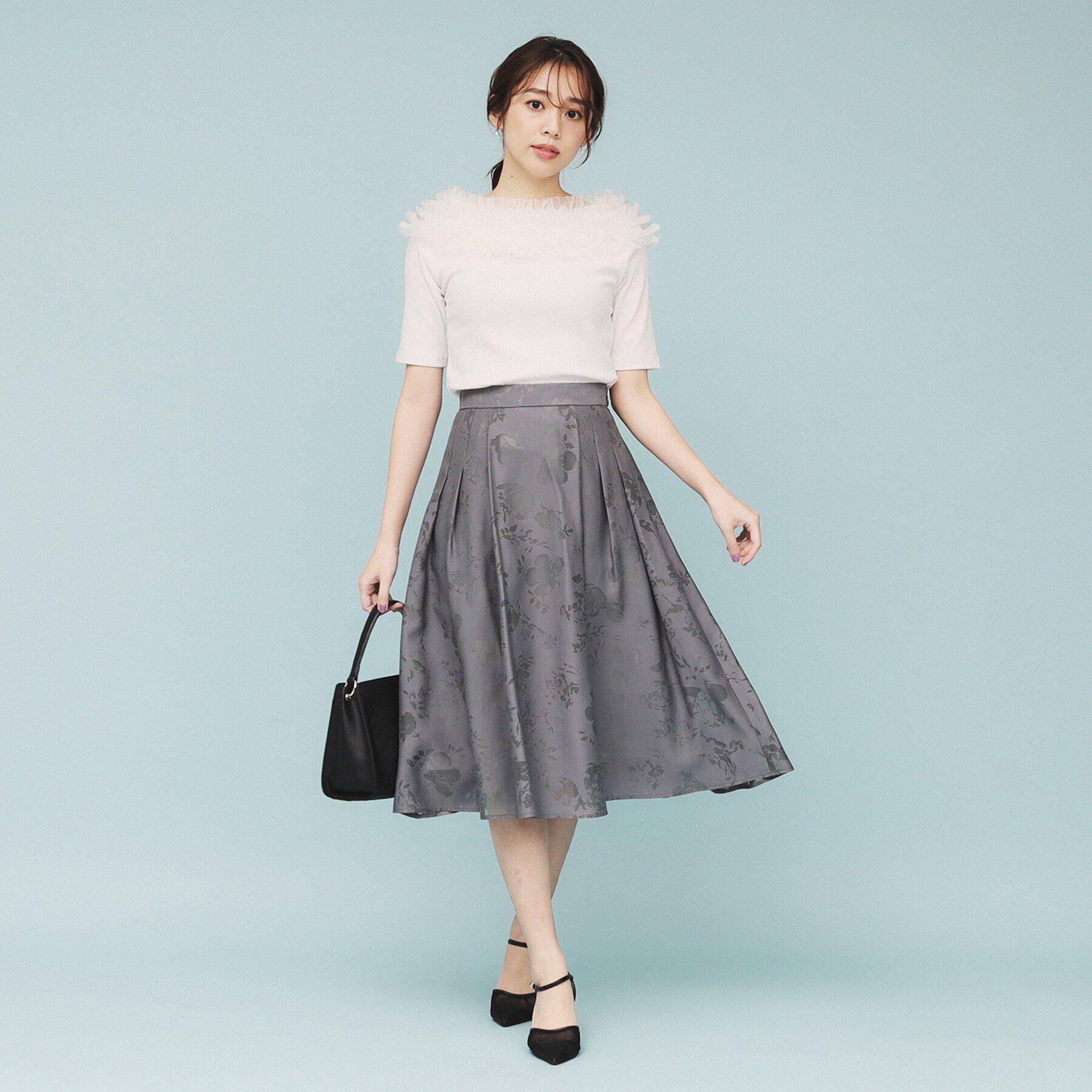 index「《美人百花掲載》チュールフリルリブトップス【洗濯機洗い可】」|Tシャツ・カットソー|