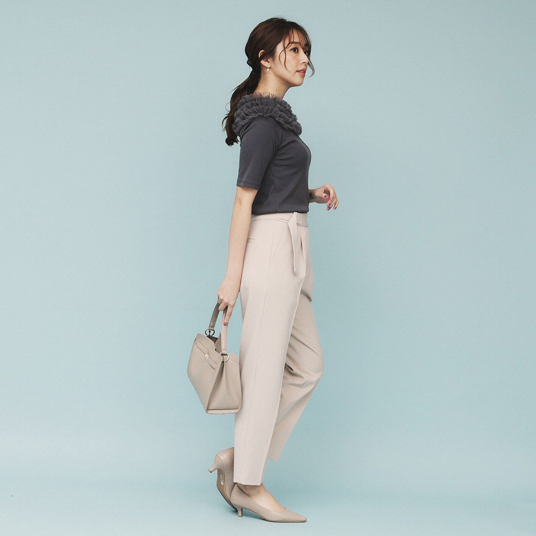 index「《美人百花掲載》チュールフリルリブトップス【洗濯機洗い可】」|Tシャツ・カットソー|