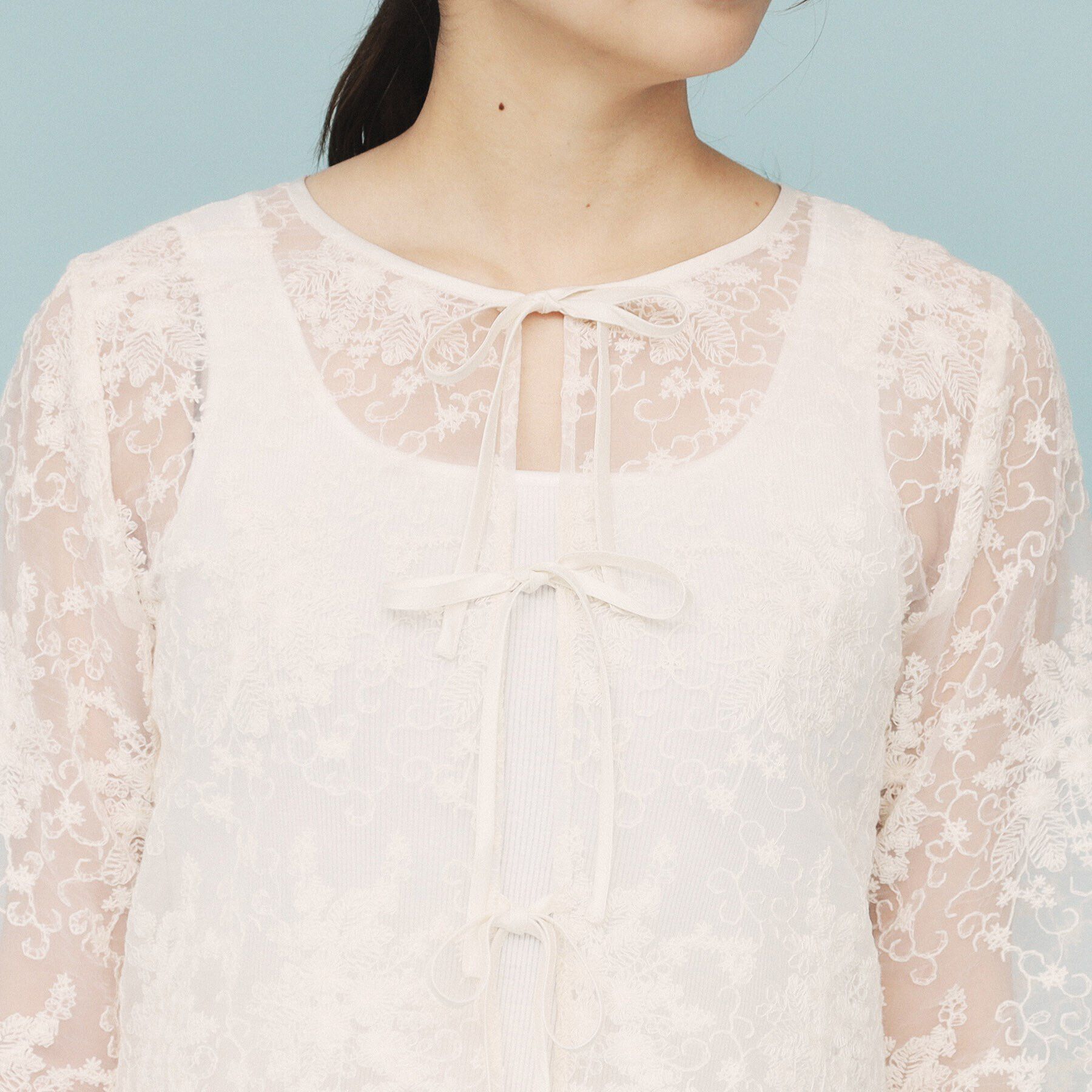 index「刺繍リボンシアーブラウス【洗濯機洗い可】」|シャツ・ブラウス|