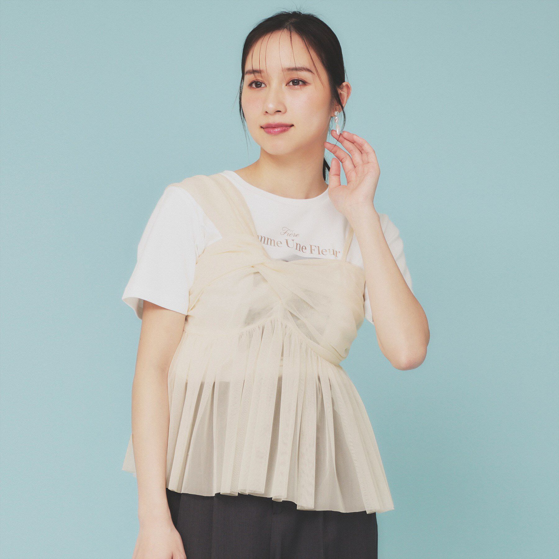 index「《ツインセット》アシメチュールキャミ&times;ラメリブニット【洗濯機洗い可】」|ニット・セーター|