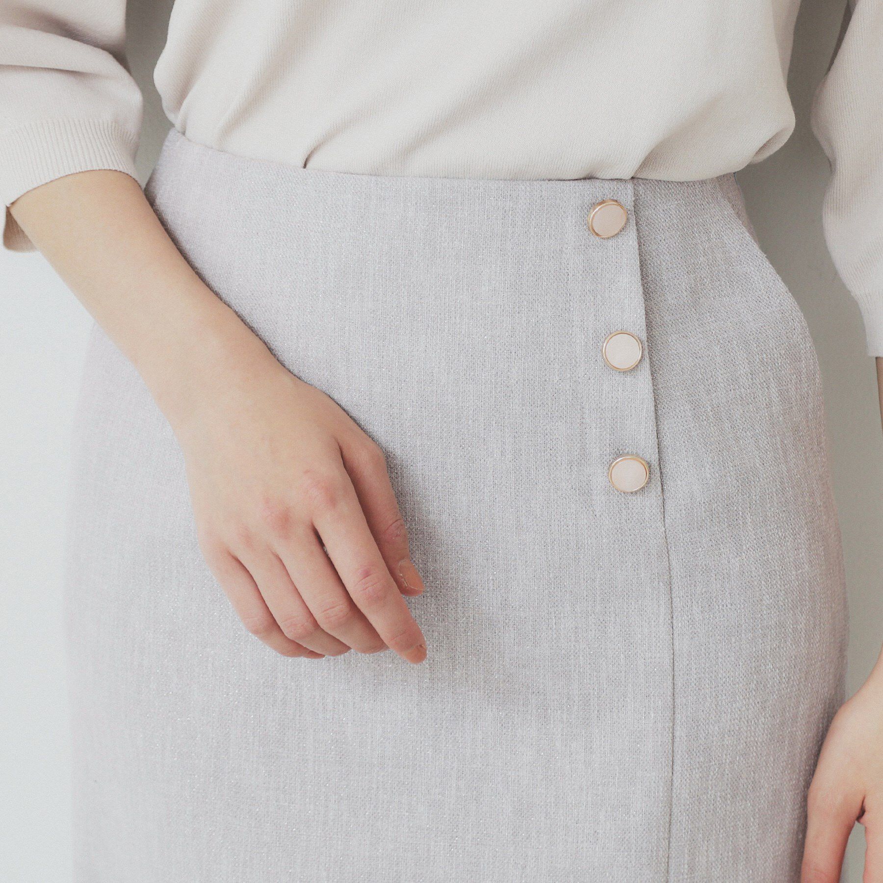 index「リネンライクラメツイードラップタイトスカート/セットアップ対応【洗濯機洗い可】」|スカート|