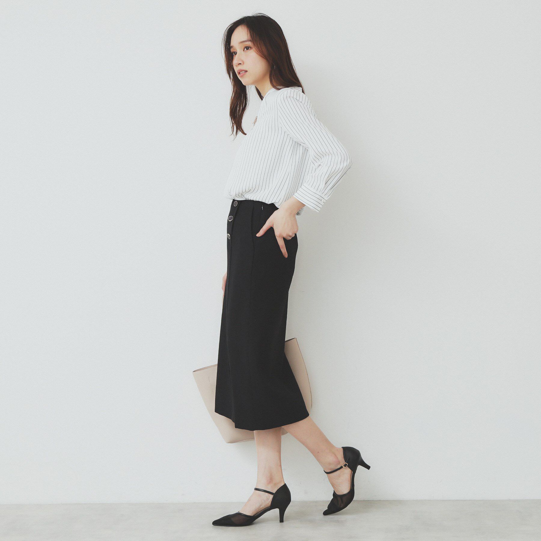 index「リネンライクラメツイードラップタイトスカート/セットアップ対応【洗濯機洗い可】」|スカート|