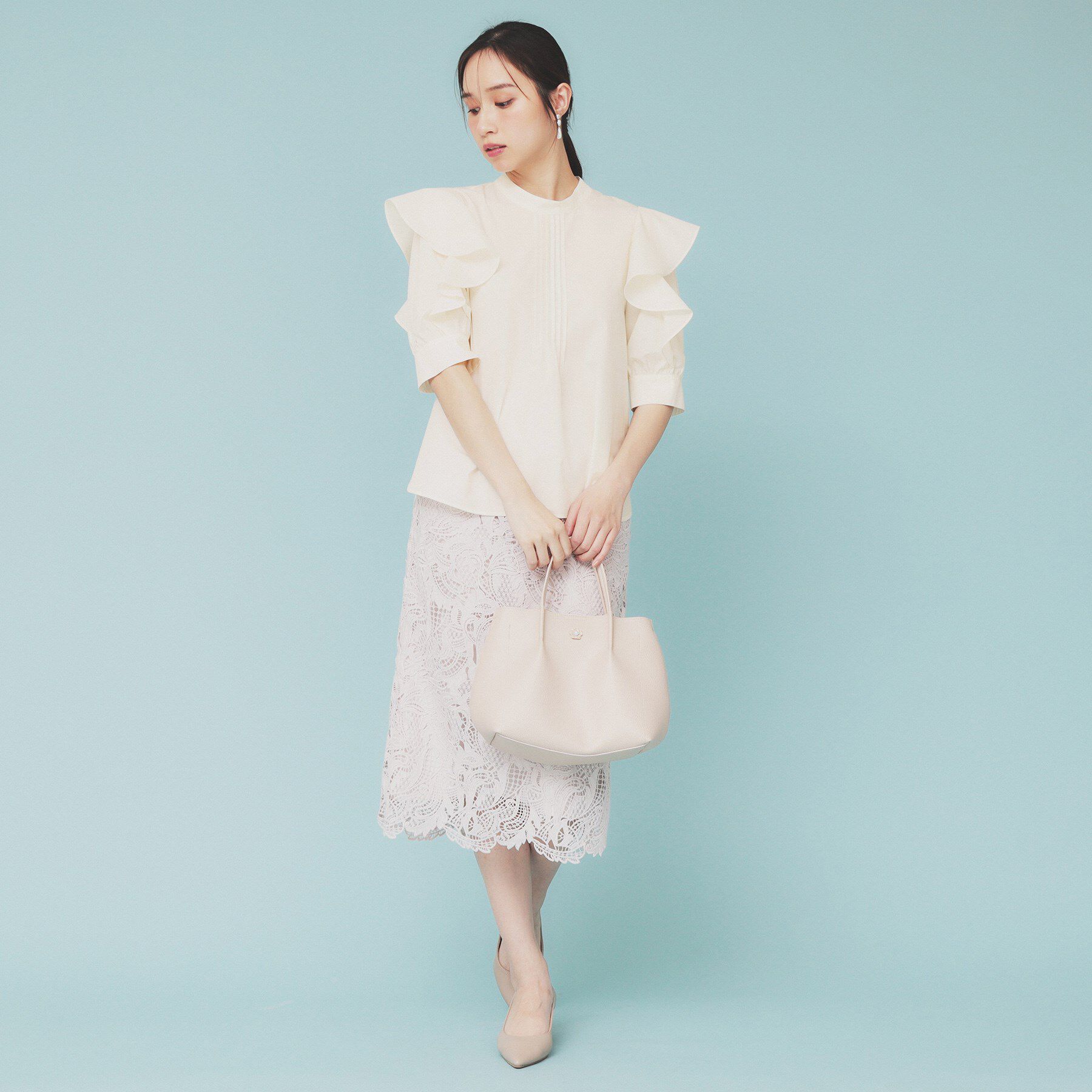 index「ハイネックフリルブラウス【洗濯機洗い可/イージーアイロン】」|シャツ・ブラウス|