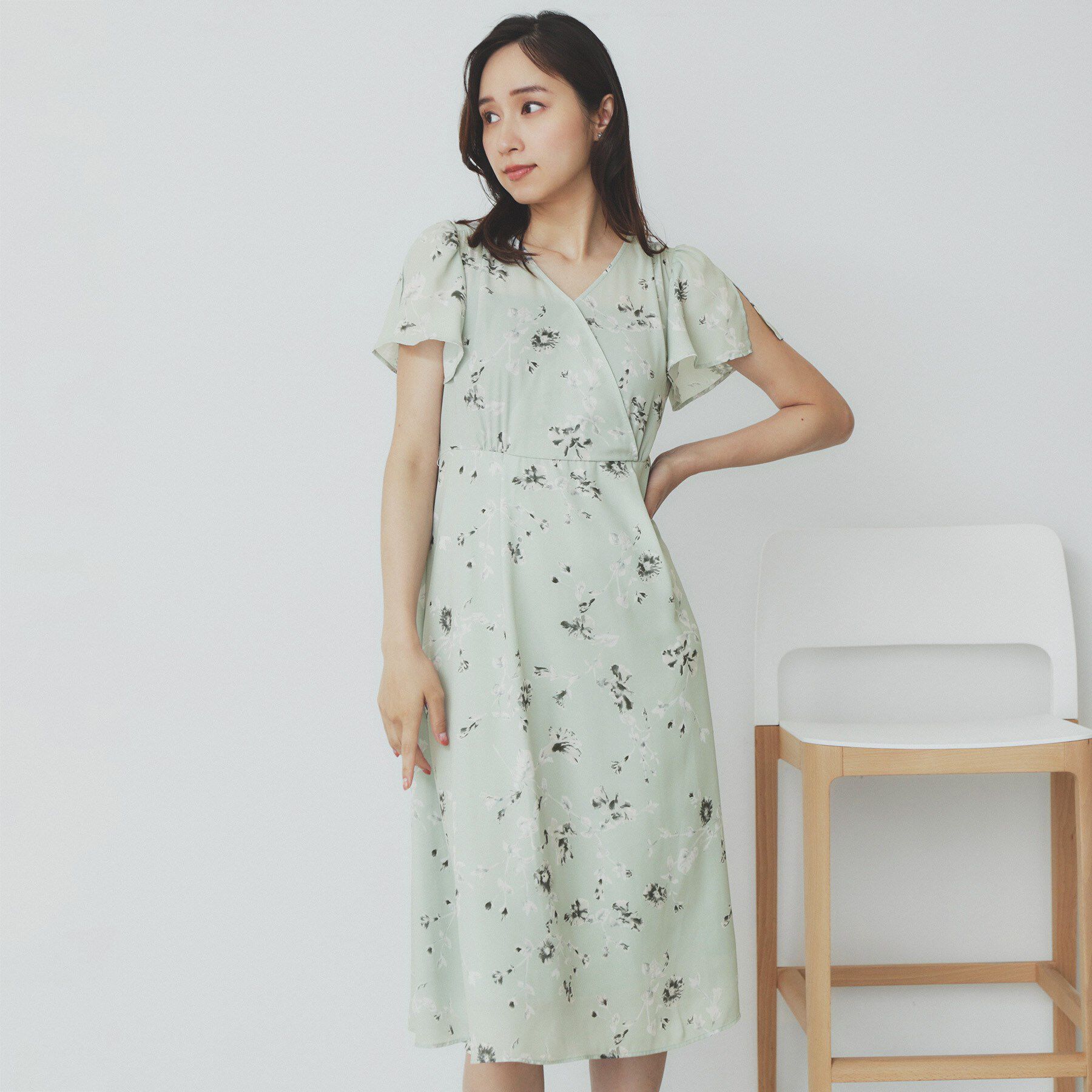 index「カシュクールフラワーワンピース【洗濯機洗い可】」|ワンピース|