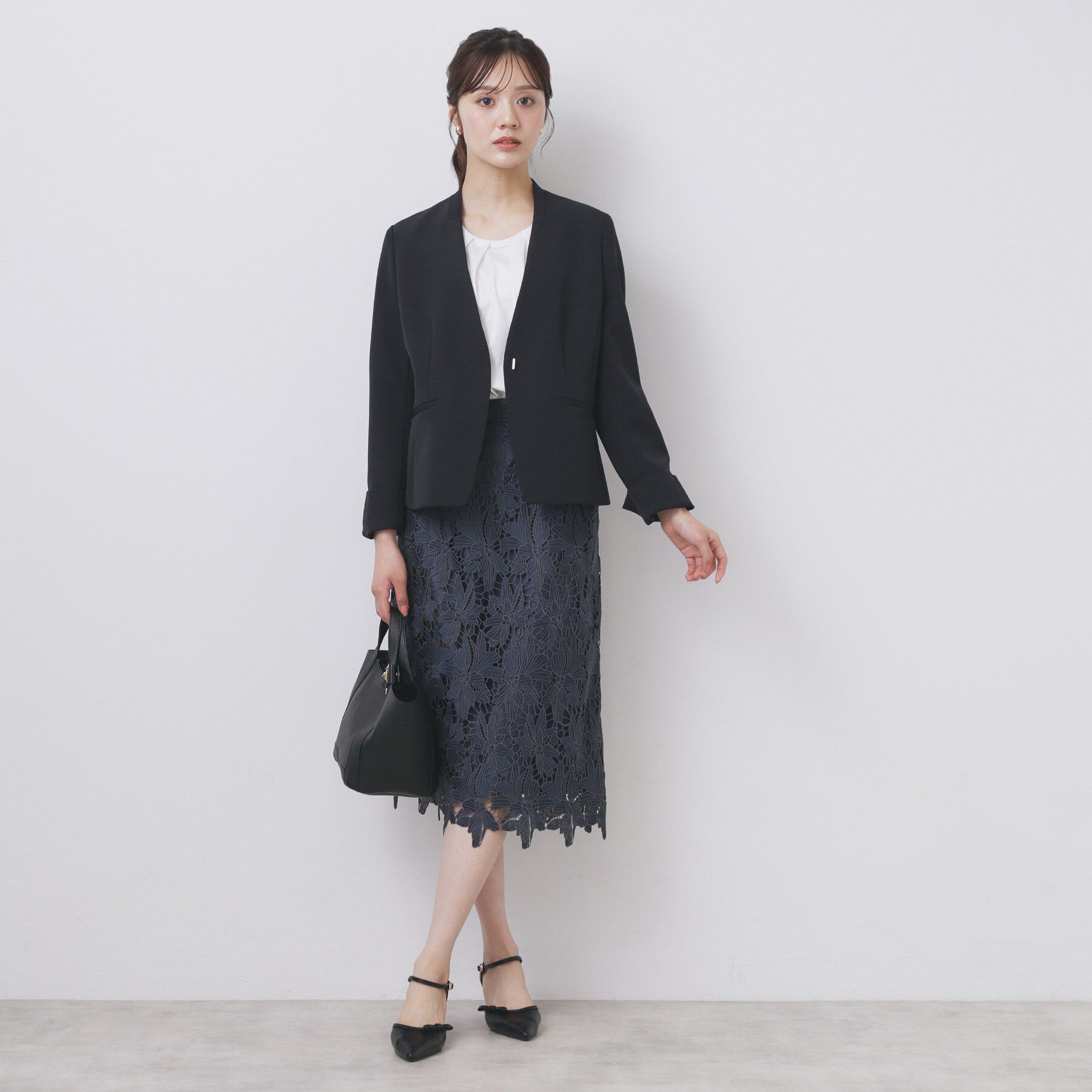 index「ストレッチノーカラージャケット/セットアップ対応【洗濯機洗い可/イージーアイロン/防シワ】」|ノーカラージャケット|