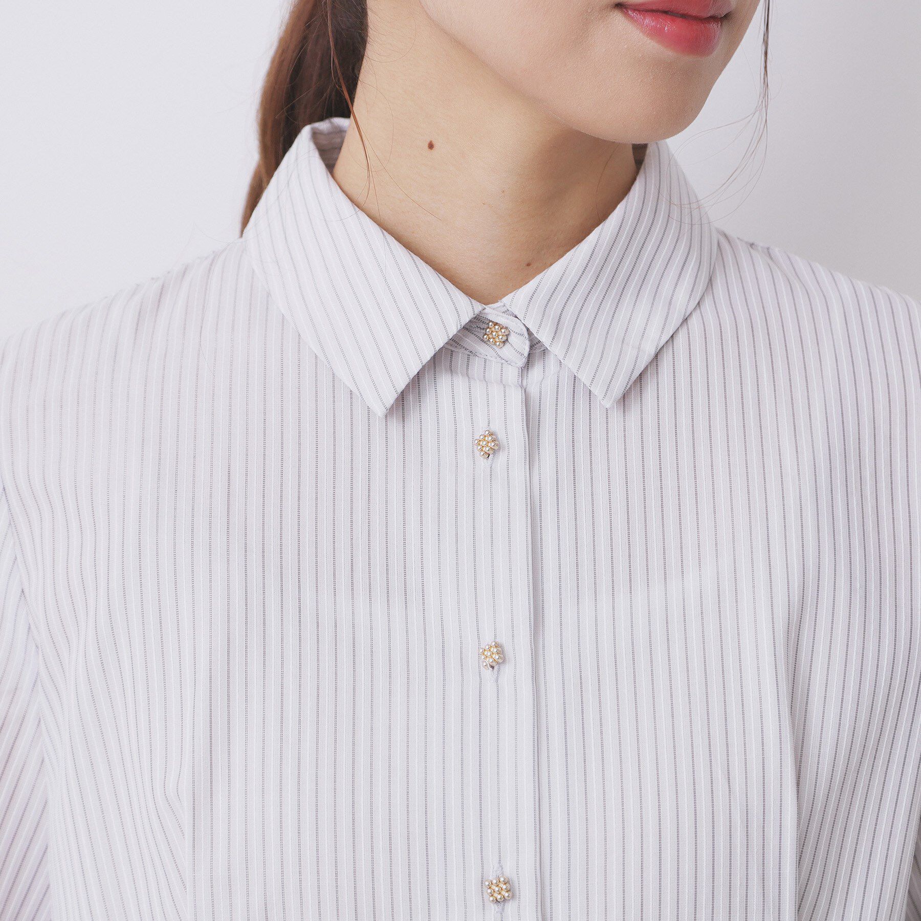 index「ラメストライプシャツワンピース【洗濯機OK/イージーアイロン】」|ワンピース|